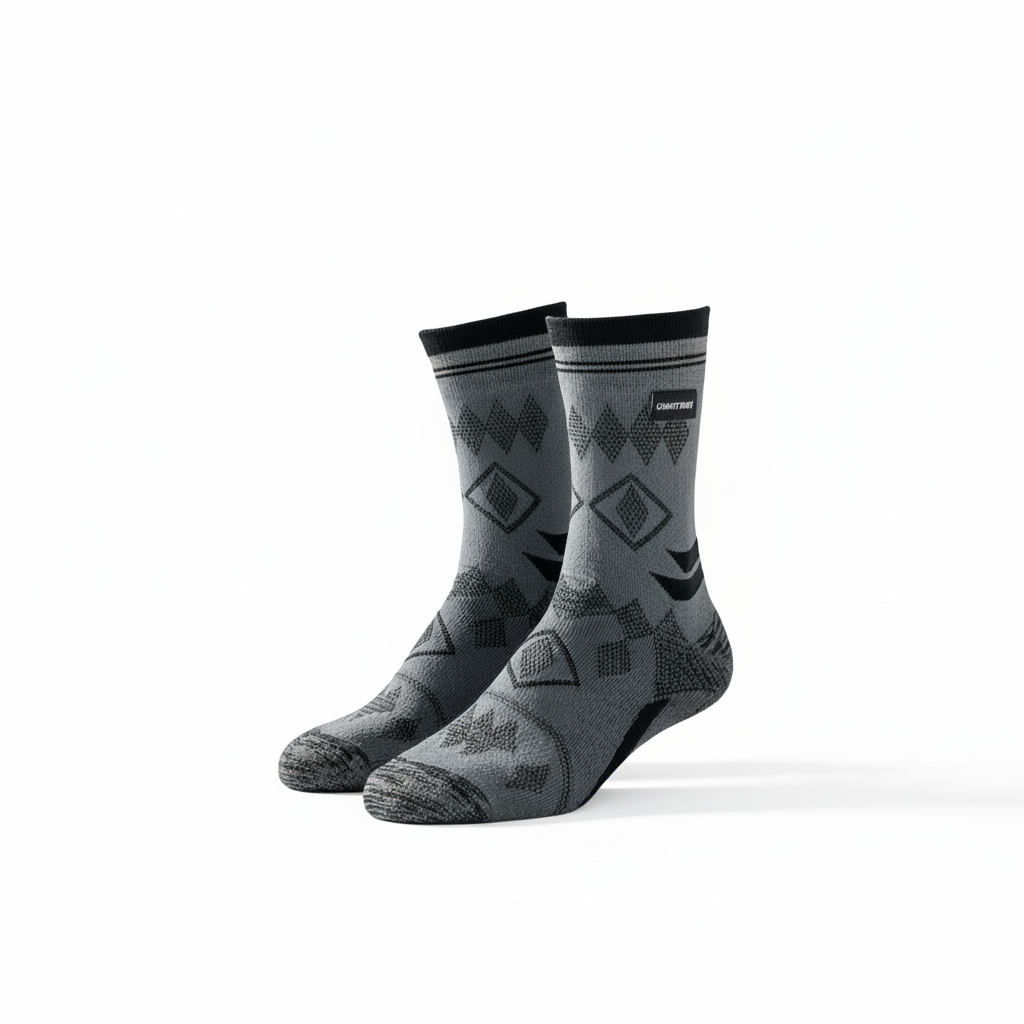 Trekking socks on pure white background